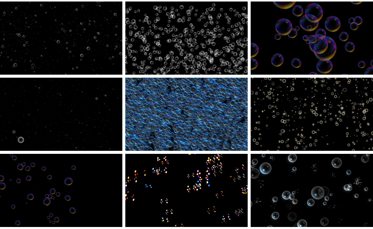 气泡泡小水泡上升水下水底冒泡特效彩色pr_ae透明底通道视频素材