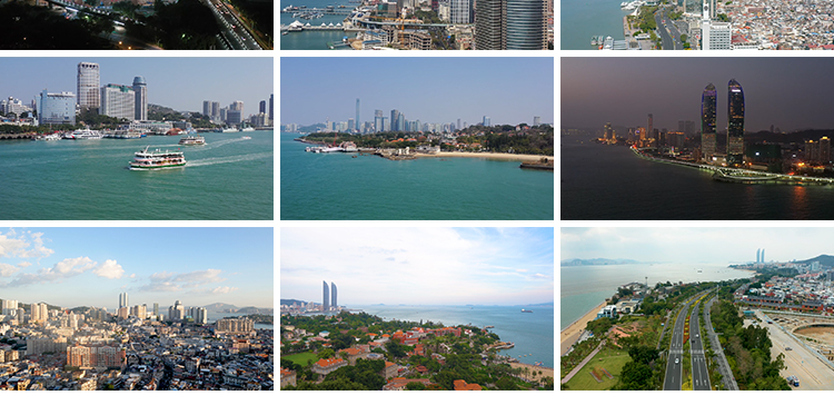 福建厦门城市建筑风光鼓浪屿旅游风景点双子塔夜景航拍短视频素材