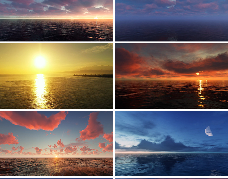 天空海面倒影湖面蓝天白云大海日出日落云彩晚霞LED背景视频素材