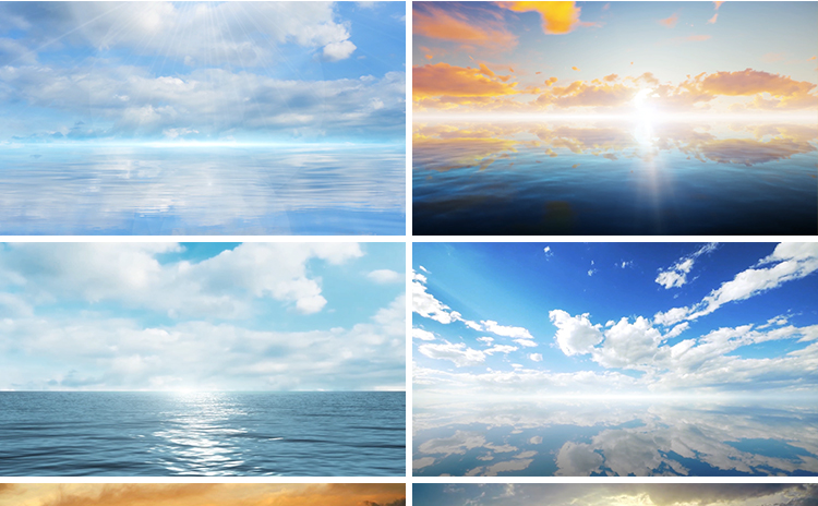 天空海面倒影湖面蓝天白云大海日出日落云彩晚霞LED背景视频素材