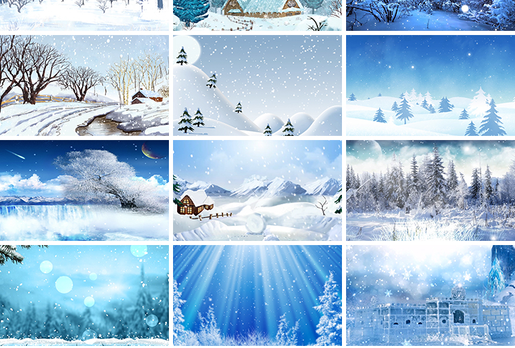 冬天雪景下雪花冰圣诞节晚会世界飘落舞台led大屏幕背景视频素材