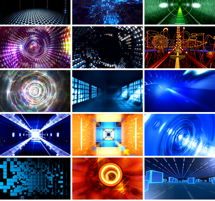 时光隧道穿梭穿越虫洞眩晕螺旋时空动感炫酷LED动态背景视频素材