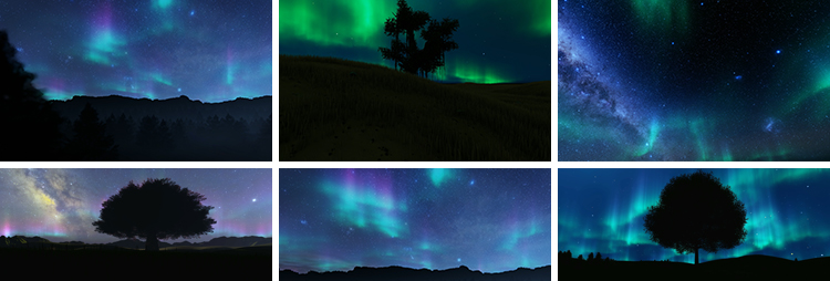 北极光夜空星空夜景流星雪山唯美黑夜晚绿色绿光高清背景视频素材