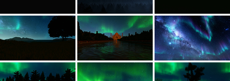 北极光夜空星空夜景流星雪山唯美黑夜晚绿色绿光高清背景视频素材