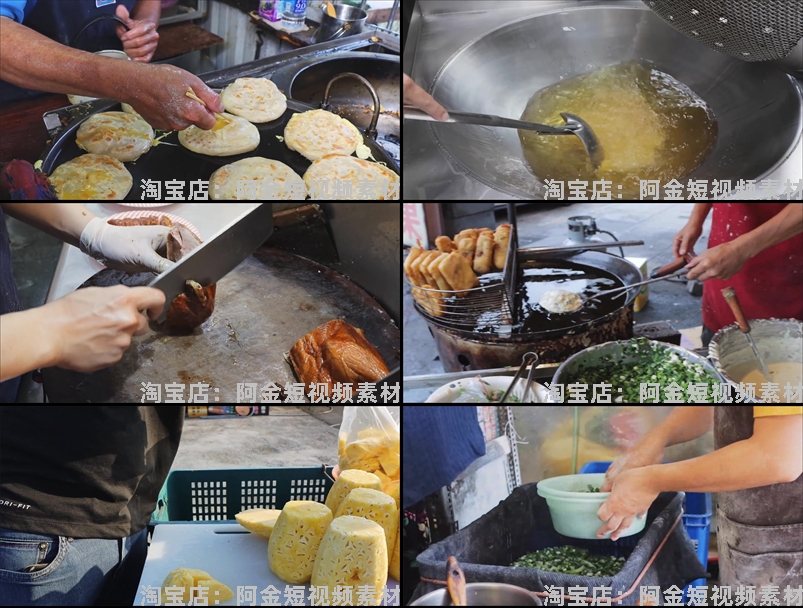 台湾街头美食制作烹饪解压高清国外横屏短视频小说推文素材引流