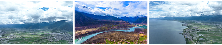 云南大理喜洲古镇旅游景点自然风景油菜花海农村全貌航拍视频素材