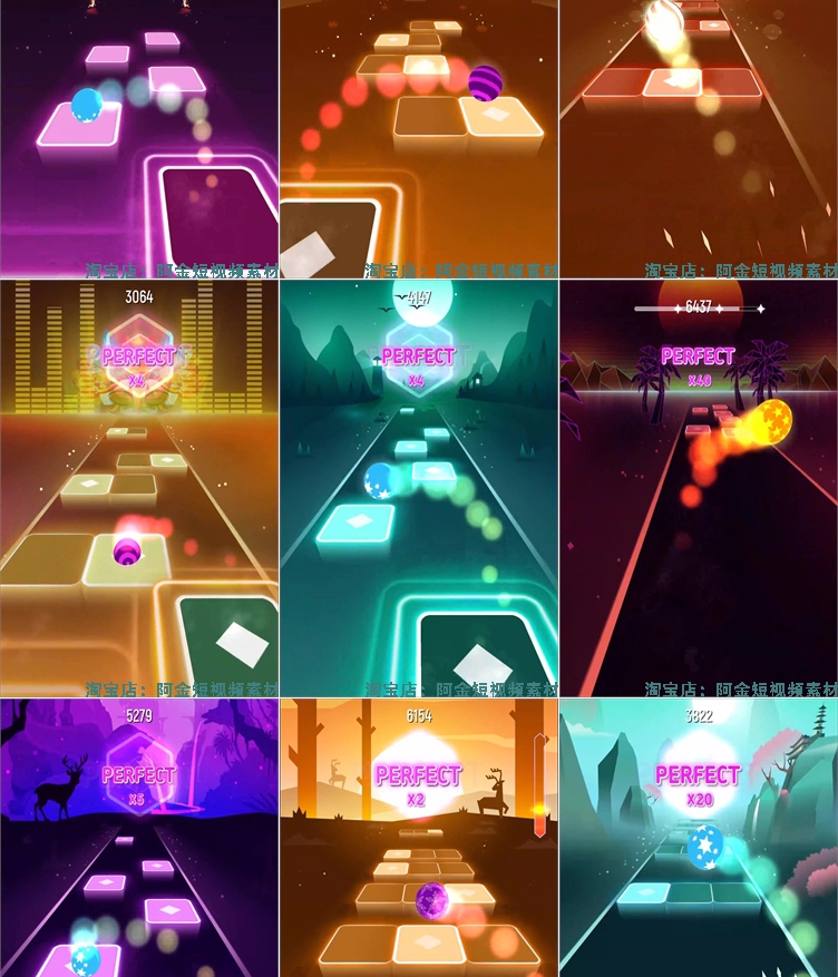 竖屏音乐球球小游戏地铁跑酷国外高清解压小说推文素材短视频引流