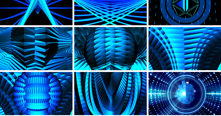 蓝色炫酷动感节奏线条爵士舞蹈走秀舞台LED动态背景高清视频素材