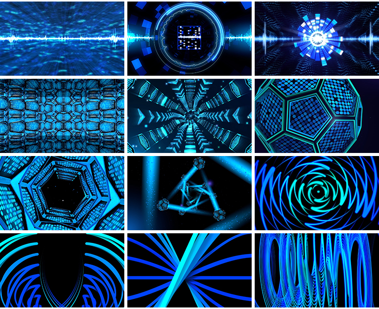 蓝色炫酷动感节奏线条爵士舞蹈走秀舞台LED动态背景高清视频素材