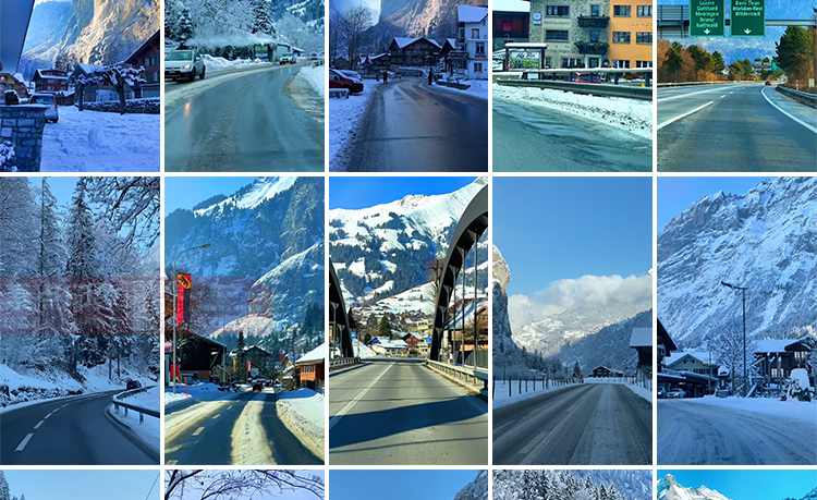 竖屏雪山雪景唯美冬季风景治愈系走拍开车视角旅途美景色视频素材