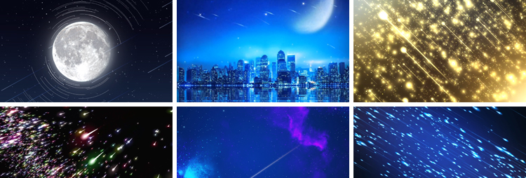唯美蓝色星空流星雨梦幻浪漫婚礼晚会舞台LED大屏幕背景视频素材
