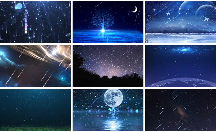 唯美蓝色星空流星雨梦幻浪漫婚礼晚会舞台LED大屏幕背景视频素材