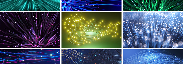 光纤线条粒子上升流光光线特效运动线性蓝色科技LED背景视频素材