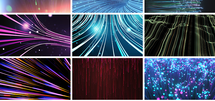 光纤线条粒子上升流光光线特效运动线性蓝色科技LED背景视频素材