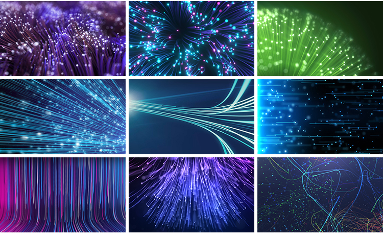 光纤线条粒子上升流光光线特效运动线性蓝色科技LED背景视频素材