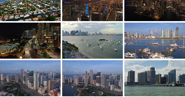 美国迈阿密国外城市地标建筑CBD航拍延时风光夜景高清短视频素材