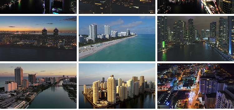 美国迈阿密国外城市地标建筑CBD航拍延时风光夜景高清短视频素材