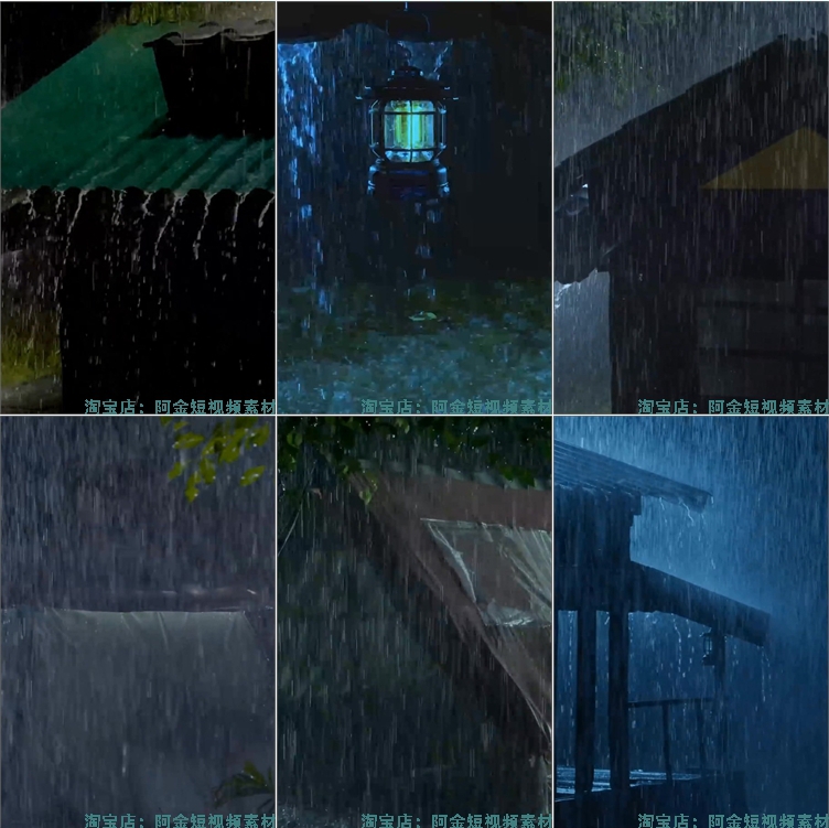 竖屏下雨天打雷听雨声暴雨治愈直播高清解压短视频小说推文素材