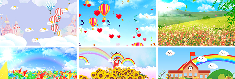 4K儿童节目表演出可爱卡通幼儿园舞台大屏幕背景led动态视频素材