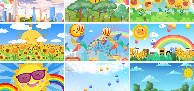 4K儿童节目表演出可爱卡通幼儿园舞台大屏幕背景led动态视频素材