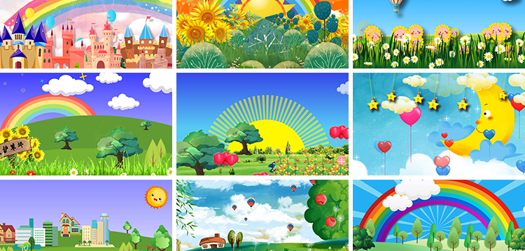 4K儿童节目表演出可爱卡通幼儿园舞台大屏幕背景led动态视频素材