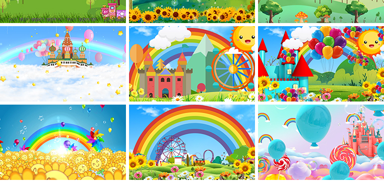 4K儿童节目表演出可爱卡通幼儿园舞台大屏幕背景led动态视频素材