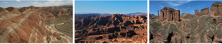 甘肃张掖七彩丹霞地质公园西北冰沟风光地貌旅游航拍实拍视频素材