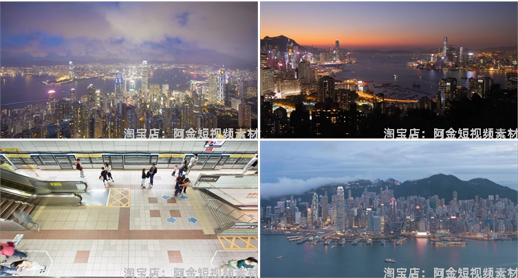 香港城市景点风光夜景航拍风景素材高清旅游自然治愈系短视频背景