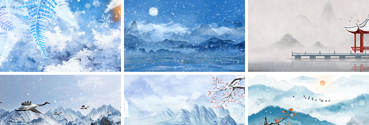 冬天雪景寒冬红梅古风冬日下雪大雪花飘落中国风山水LED视频素材