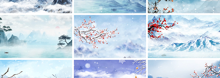 冬天雪景寒冬红梅古风冬日下雪大雪花飘落中国风山水LED视频素材