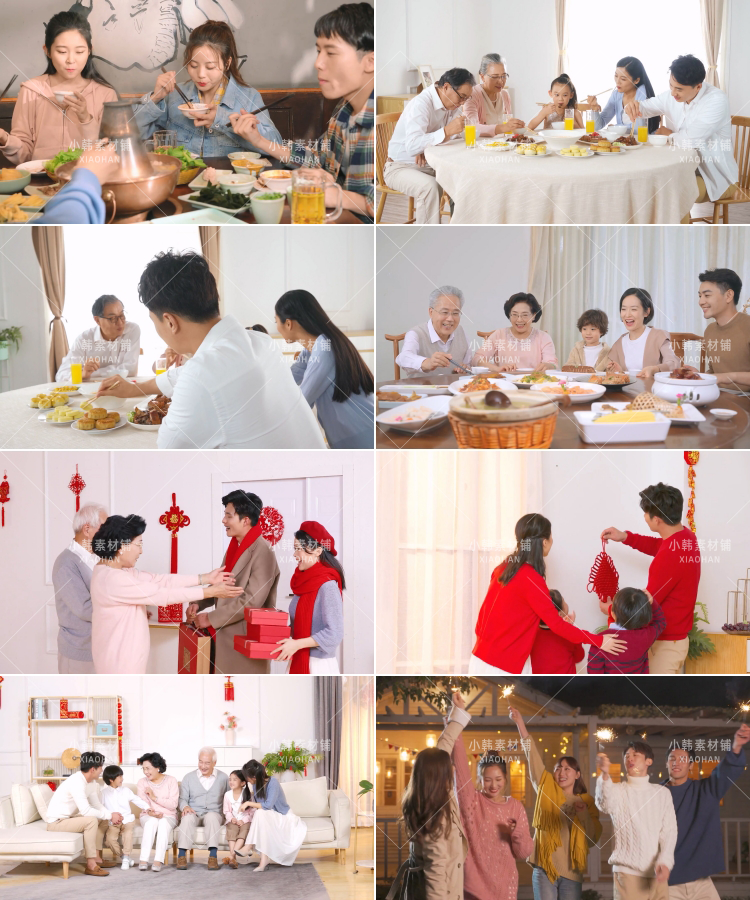 一家人休闲吃饭共度美好时光温馨幸福家庭生活自媒体视频素材