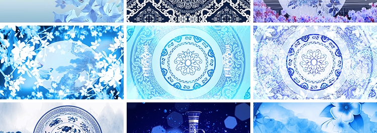 中国风水墨青花瓷古典民族旗袍秀诗歌朗诵LED大屏幕背景视频素材