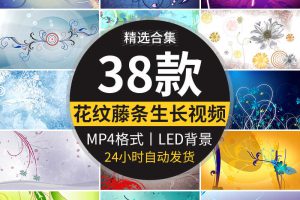 唯美花藤花纹藤蔓生长蔓延婚礼晚会舞台舞蹈LED屏幕背景视频素材