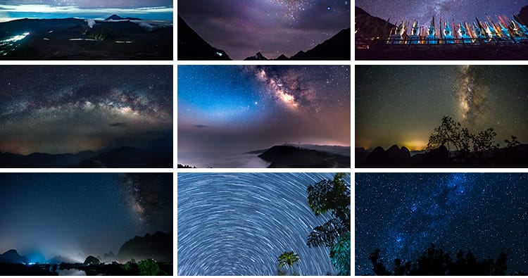 宇宙银河星河夜景摄影蓝色太空璀璨星云星际粒子背景高清图片素材