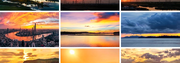 日出日落晚霞夕阳红朝霞黄昏云层云彩火烧云设计抖音摄影图片素材