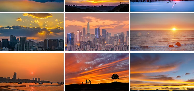 日出日落晚霞夕阳红朝霞黄昏云层云彩火烧云设计抖音摄影图片素材