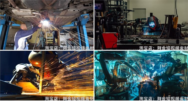 电焊机金属机械焊接切割图片工人车间焊工现代工业自动化高清素材