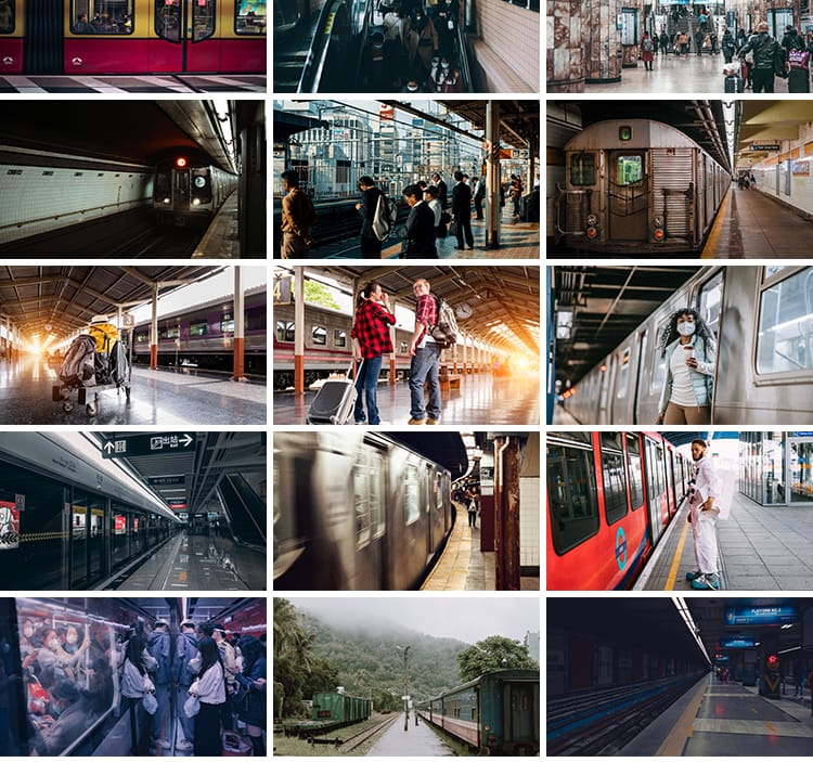 车站候车大厅站内站台火车列车地铁国外客流旅游人流旅客图片素材