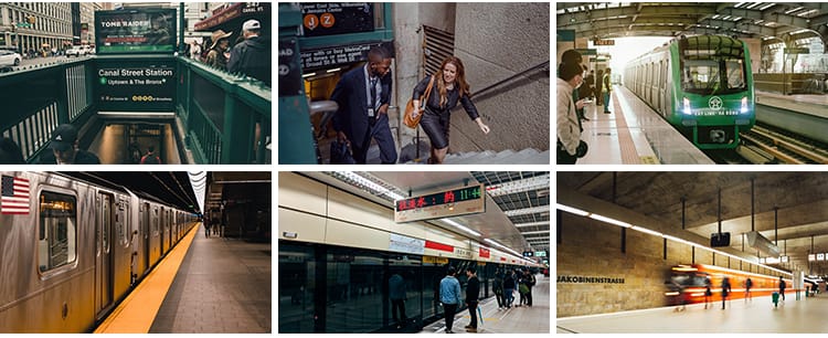 车站候车大厅站内站台火车列车地铁国外客流旅游人流旅客图片素材