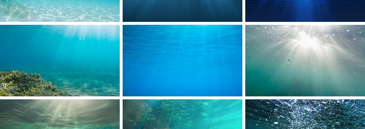 海底世界海底光线照射大海水下水花水面波纹海景背景图片设计素材