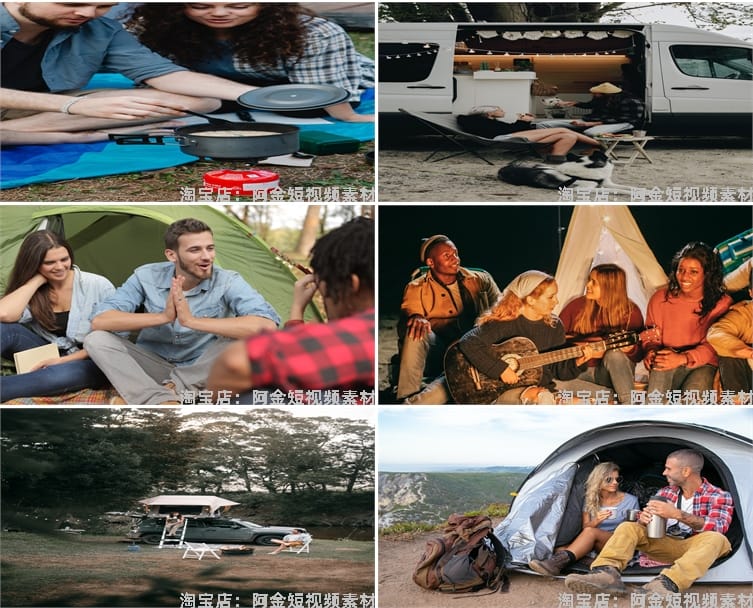 户外野外帐篷露营营地活动野营篝火绿幕虚拟直播led背景图片素材