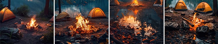 户外露营火堆篝火野外野营地帐篷绿幕动态视频直播间背景图片素材