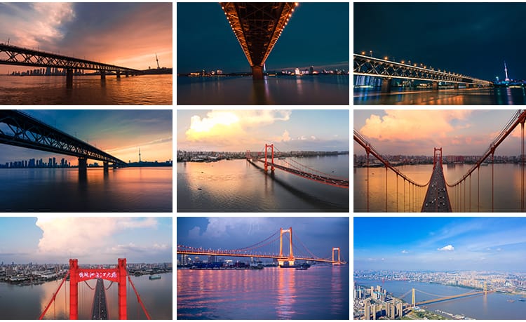 长江大桥江水跨江桥梁建筑夜景风光照片摄影高清抖音图片设计素材