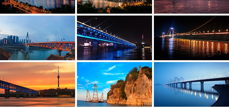 长江大桥江水跨江桥梁建筑夜景风光照片摄影高清抖音图片设计素材