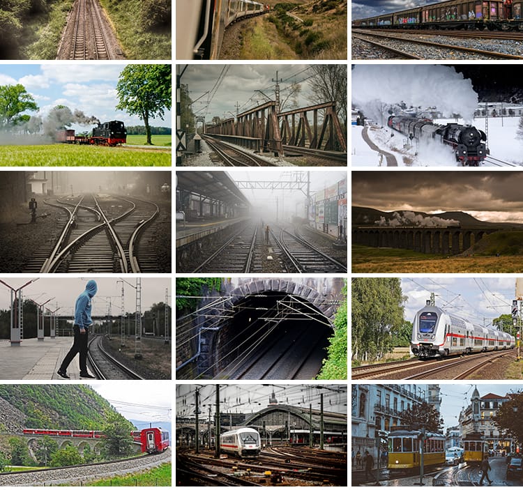 铁路轨道火车老式列车路线风景货运车厢场景交通工具图片设计素材