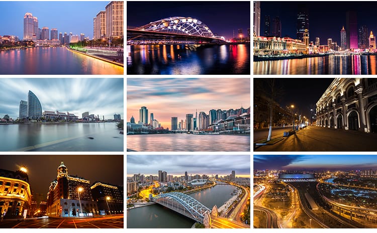 天津城市地标建筑夜景风光摄影旅游景点高楼大厦抖音图片设计素材