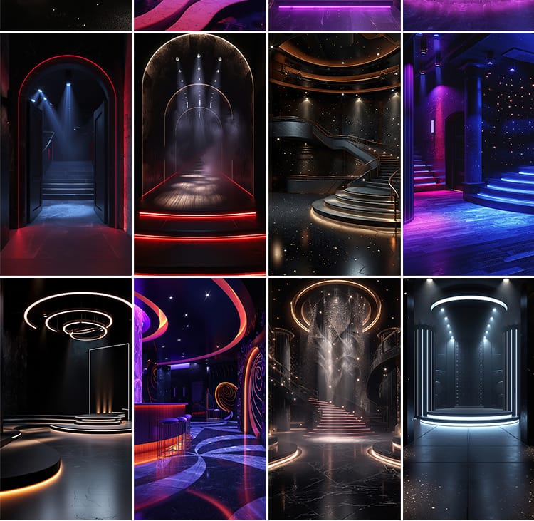 灯光秀室内氛围音乐唱歌蹦迪跳舞舞台动态视频绿幕直播间图片素材