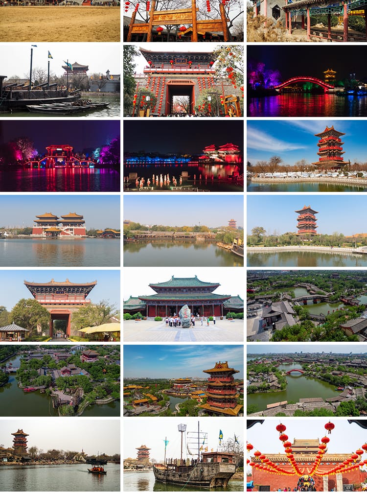 河南开封古都清明上河园景区开封府古城古街夜景摄影JPG图片素材