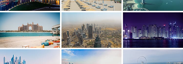 阿联酋迪拜城市建筑风光夜景街道帆船酒店旅游风景ps设计图片素材