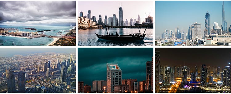 阿联酋迪拜城市建筑风光夜景街道帆船酒店旅游风景ps设计图片素材